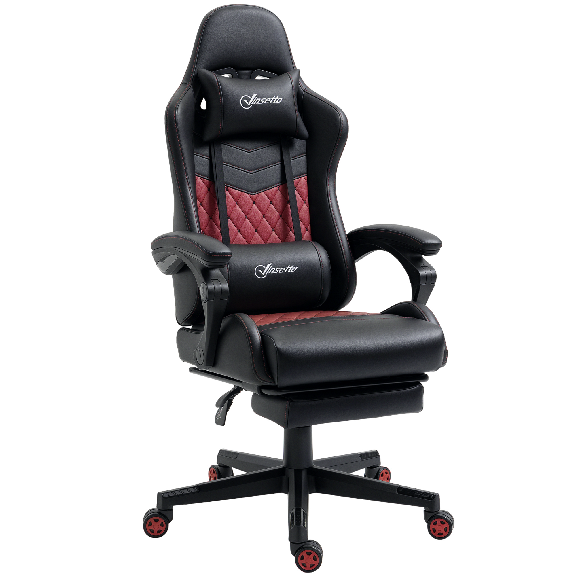 Racing Gaming Chair Diamond PU Leather Office Gamer Chair High Back Swivel Recliner with Footrest, Lumbar Support, Adjustable Height, Black